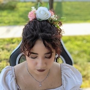 Peach flower hair clip